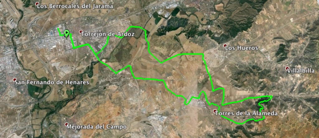 Mapa ruta btt nocturna bikestocks Madrid